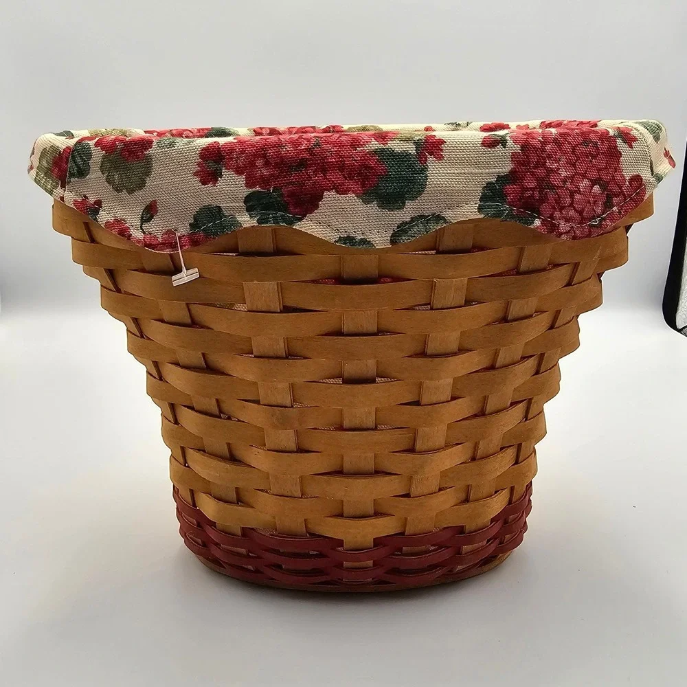 Longaberger 2002 May Series Geranium Basket Set & Tie-On Made in USA Retired